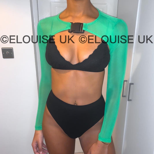 MESH BUCKLE EXTREME CROP TOP - GREEN