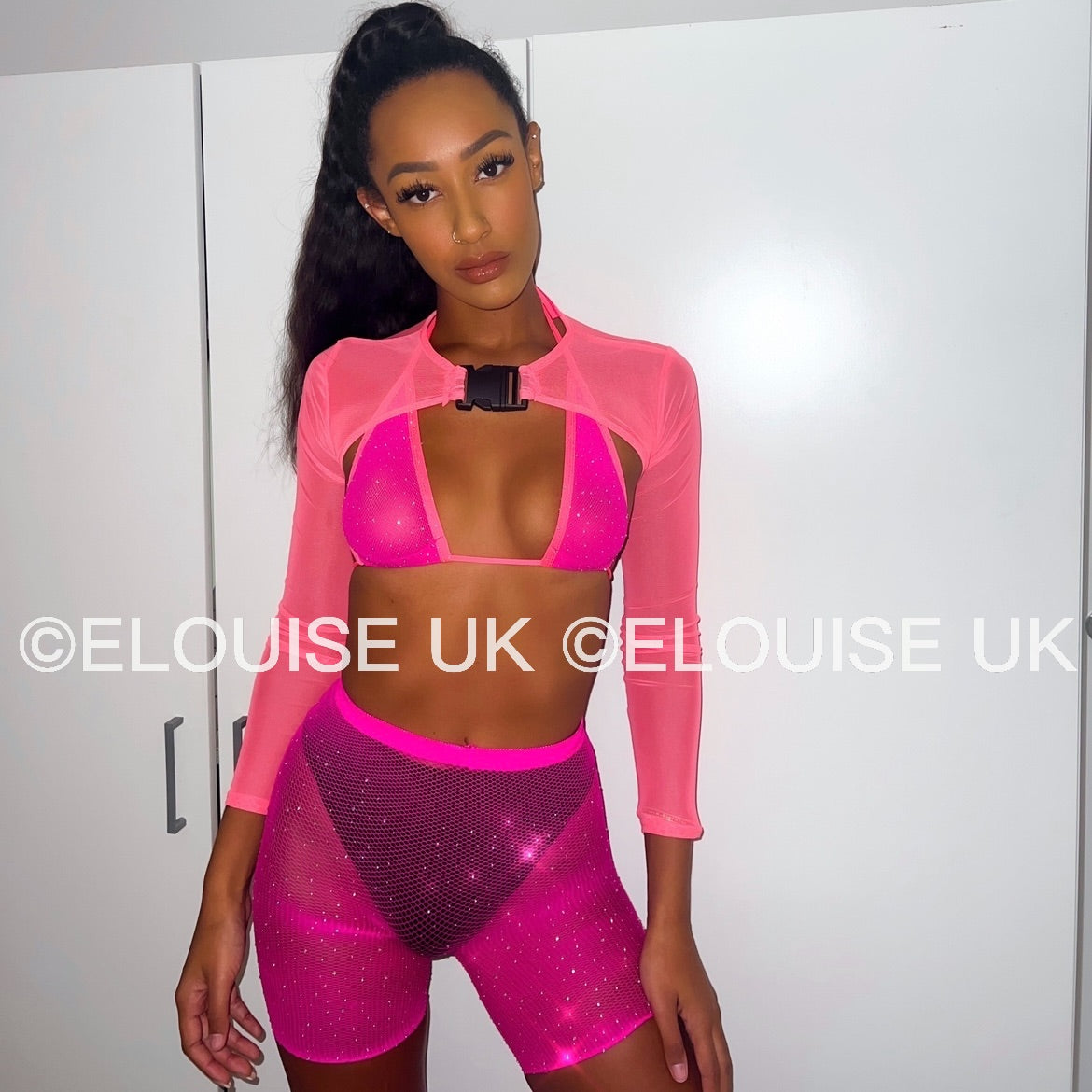 Pink fishnet top online