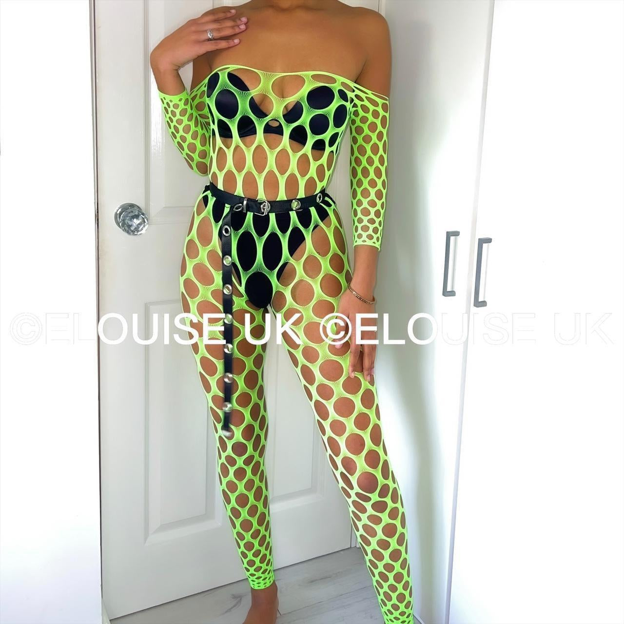 HOLE UNITARD - NEON GREEN