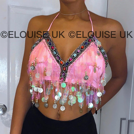 RAINBOW COIN BRALET - PINK