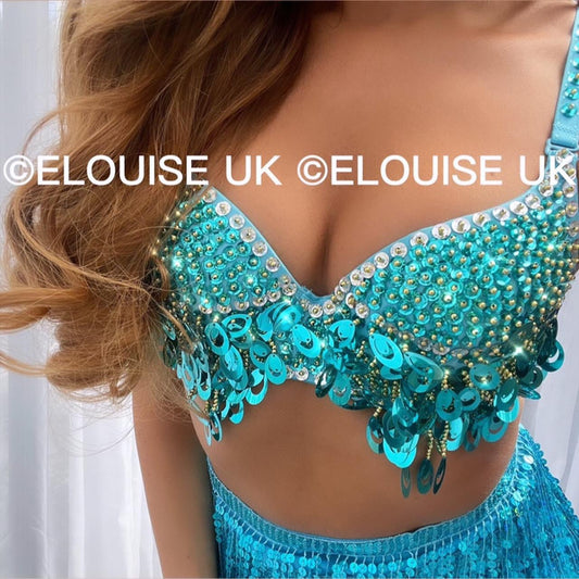 SEQUIN BRA - BLUE