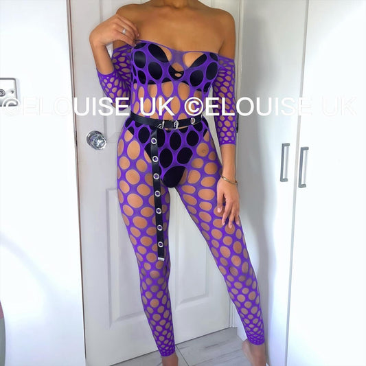 HOLE UNITARD - PURPLE