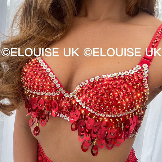 SEQUIN BRA - RED