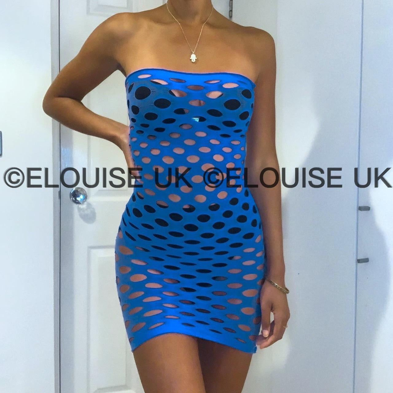 blue fishnet festival dress outfit