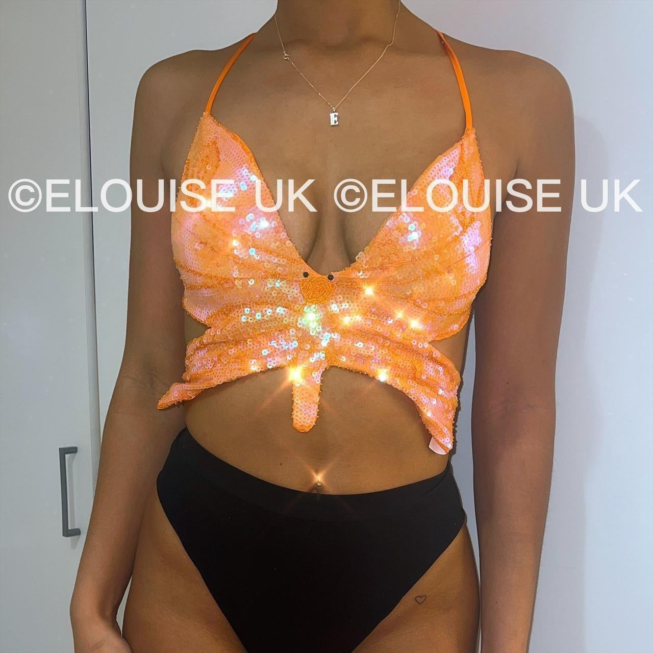 butterfly sequin festival crop top