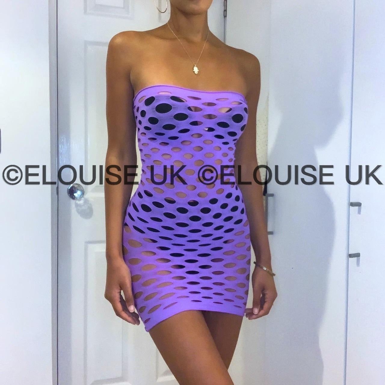 lilac fishnet festival dress outfit