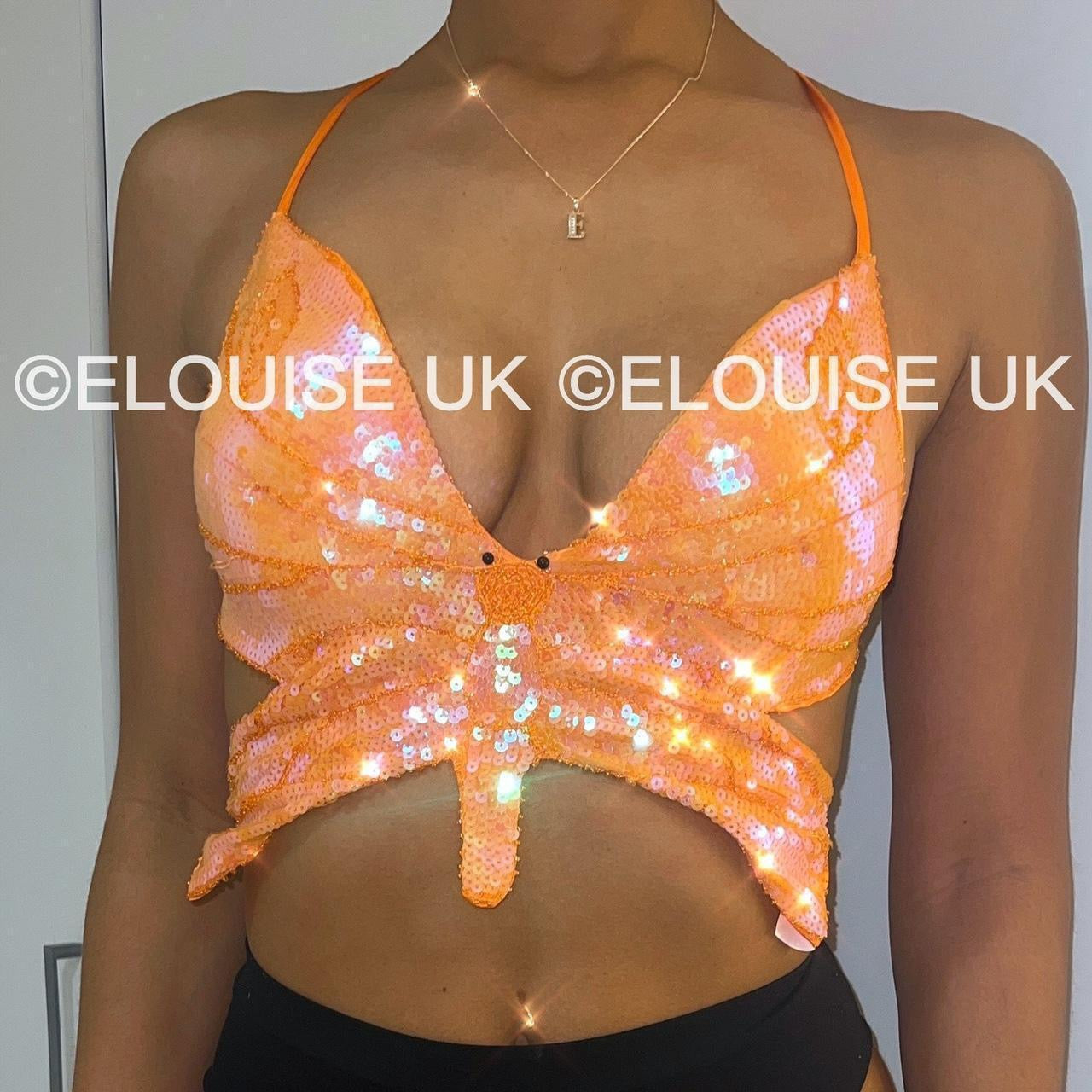 butterfly sequin festival crop top