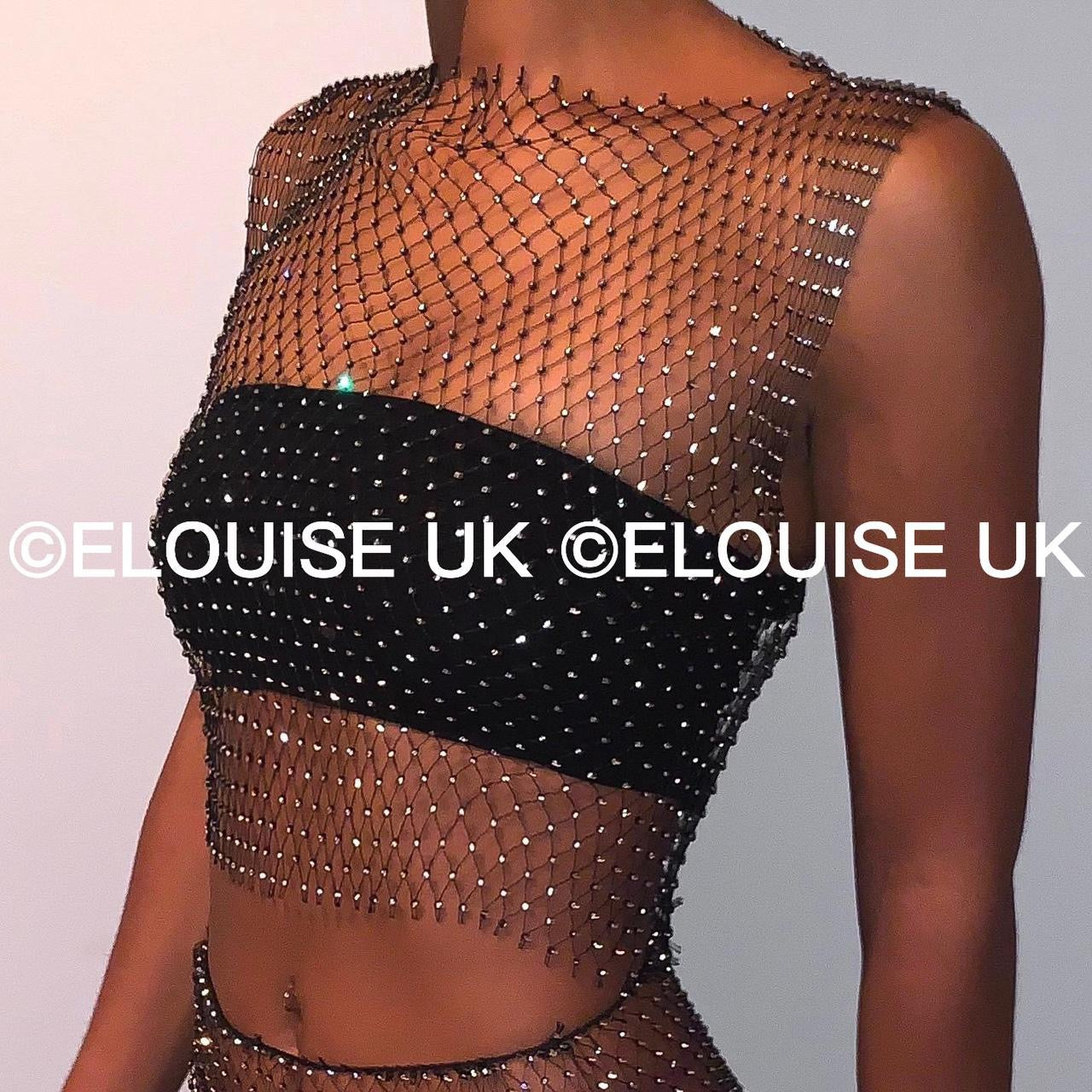 DIAMANTÉ MESH OVERLAY - BLACK