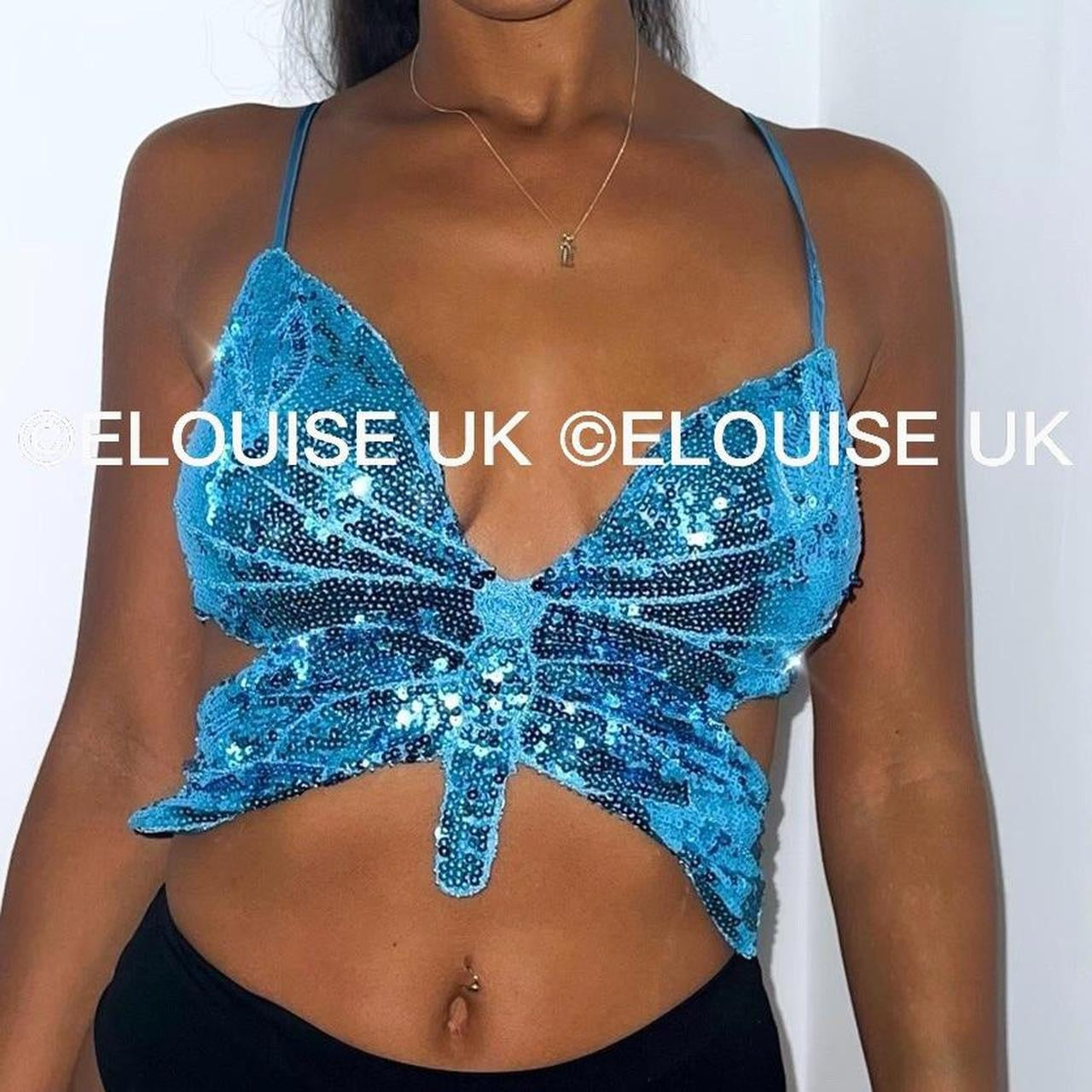 butterfly sequin festival crop top