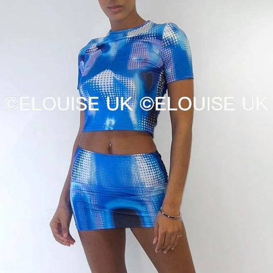 “RHEA” BODY PRINT TWO PIECE - BLUE