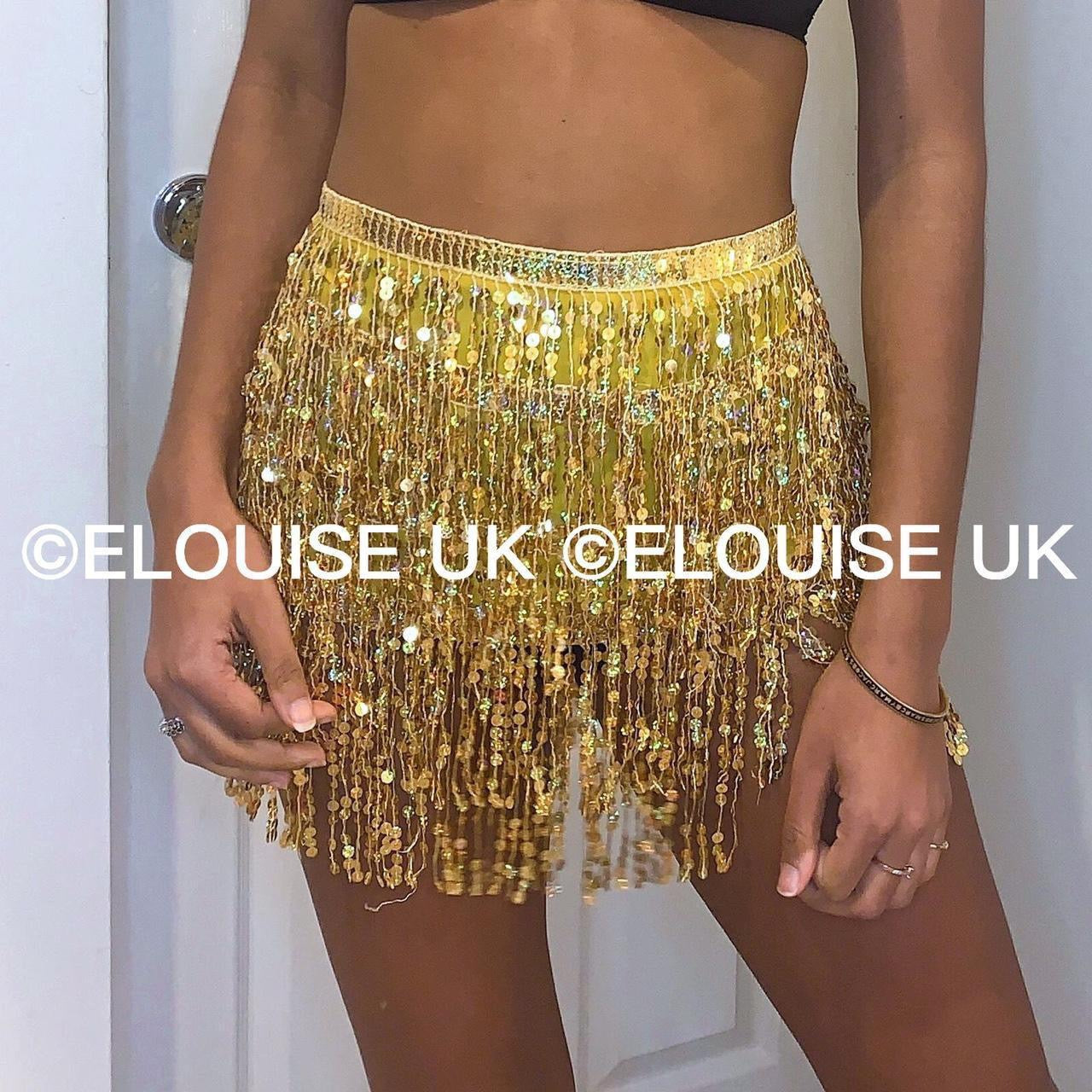 Gold sequin 2025 tassel skirt