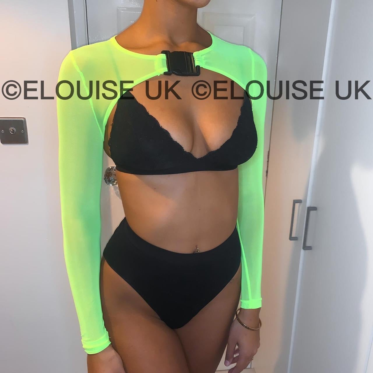 MESH BUCKLE EXTREME CROP TOP - NEON