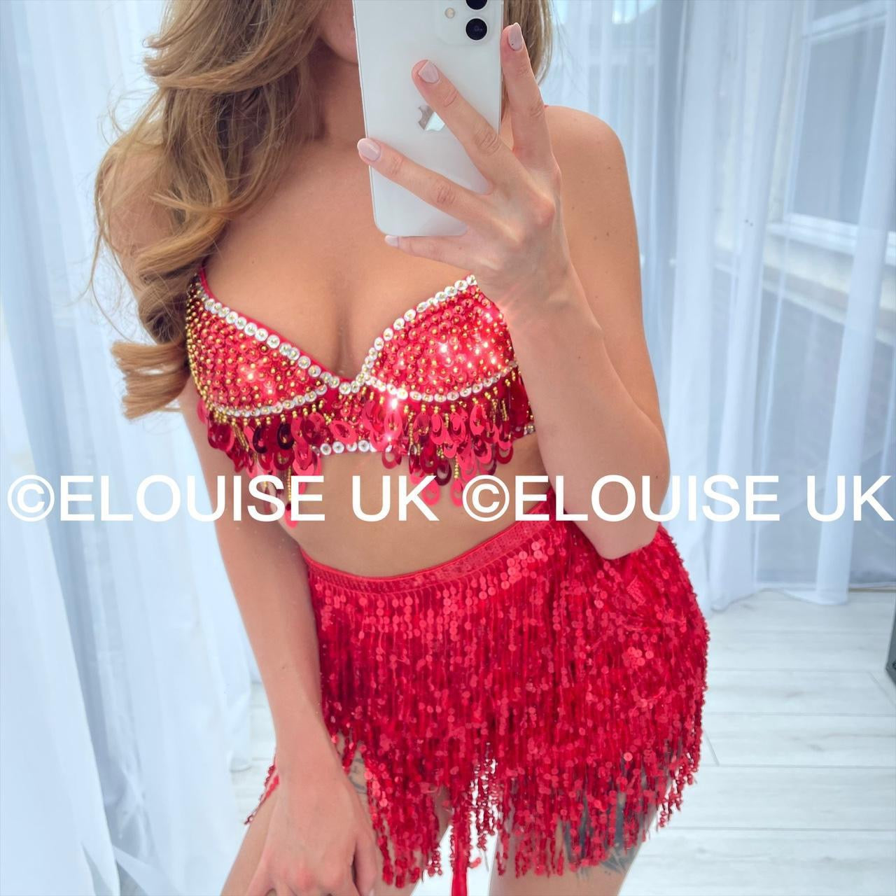 SEQUIN BRA RED ELOUISE UK