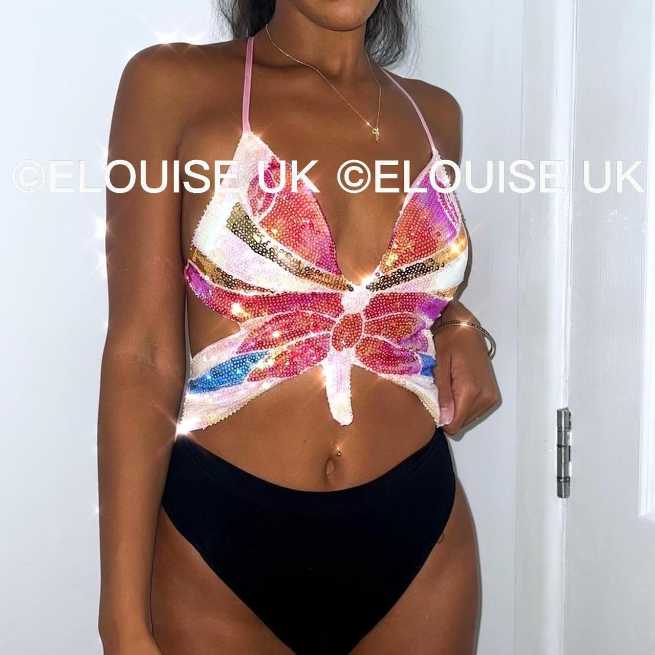 butterfly sequin festival crop top