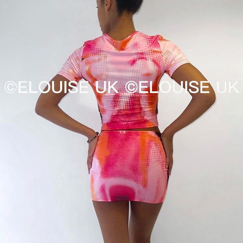 “RHEA” BODY PRINT TWO PIECE - PINK