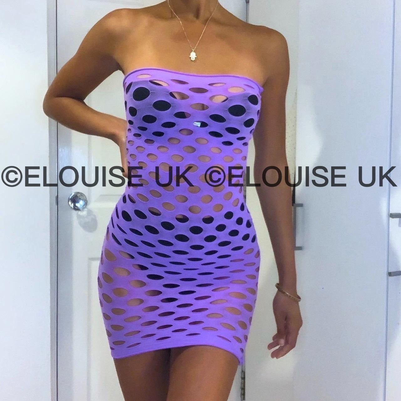 lilac fishnet festival dress outfit