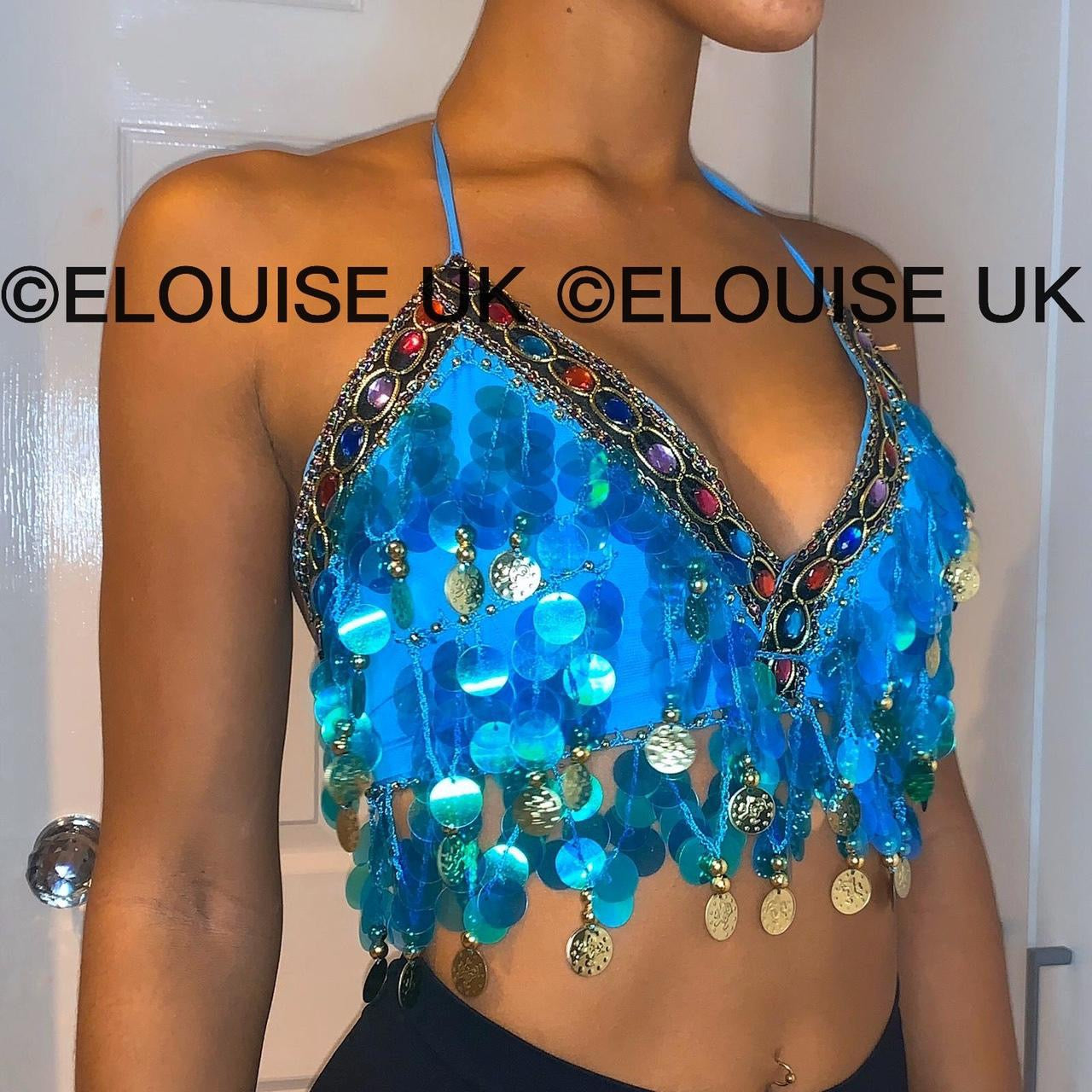 RAINBOW COIN BRALET - BLUE