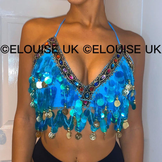 RAINBOW COIN BRALET - BLUE