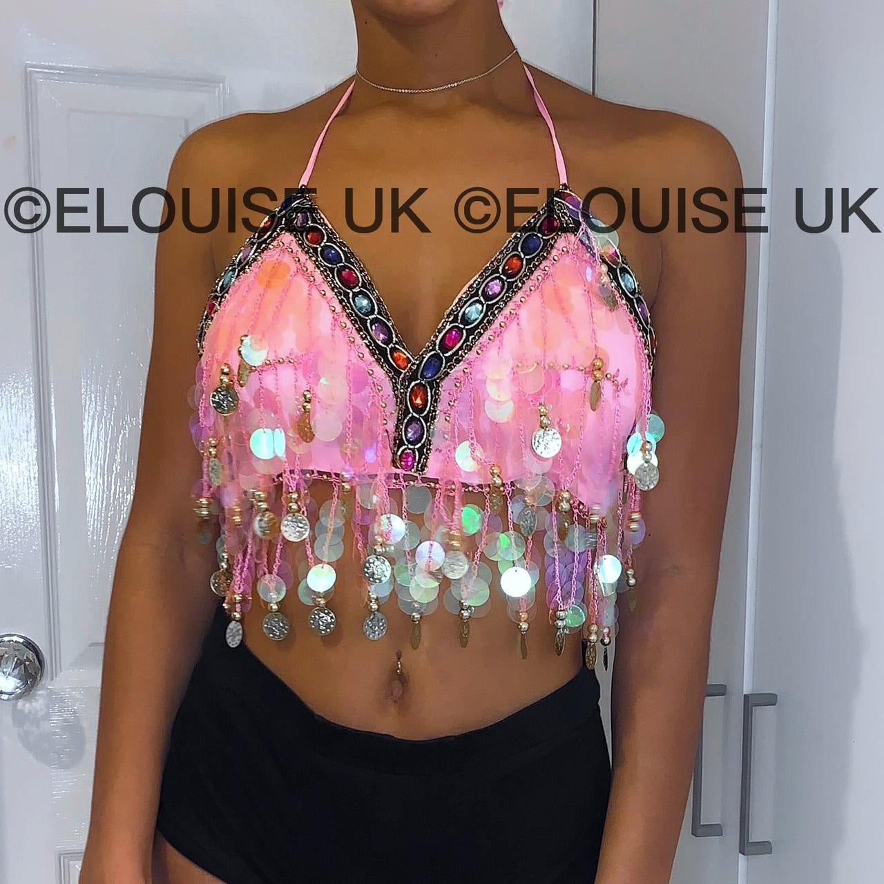 RAINBOW COIN BRALET - PINK