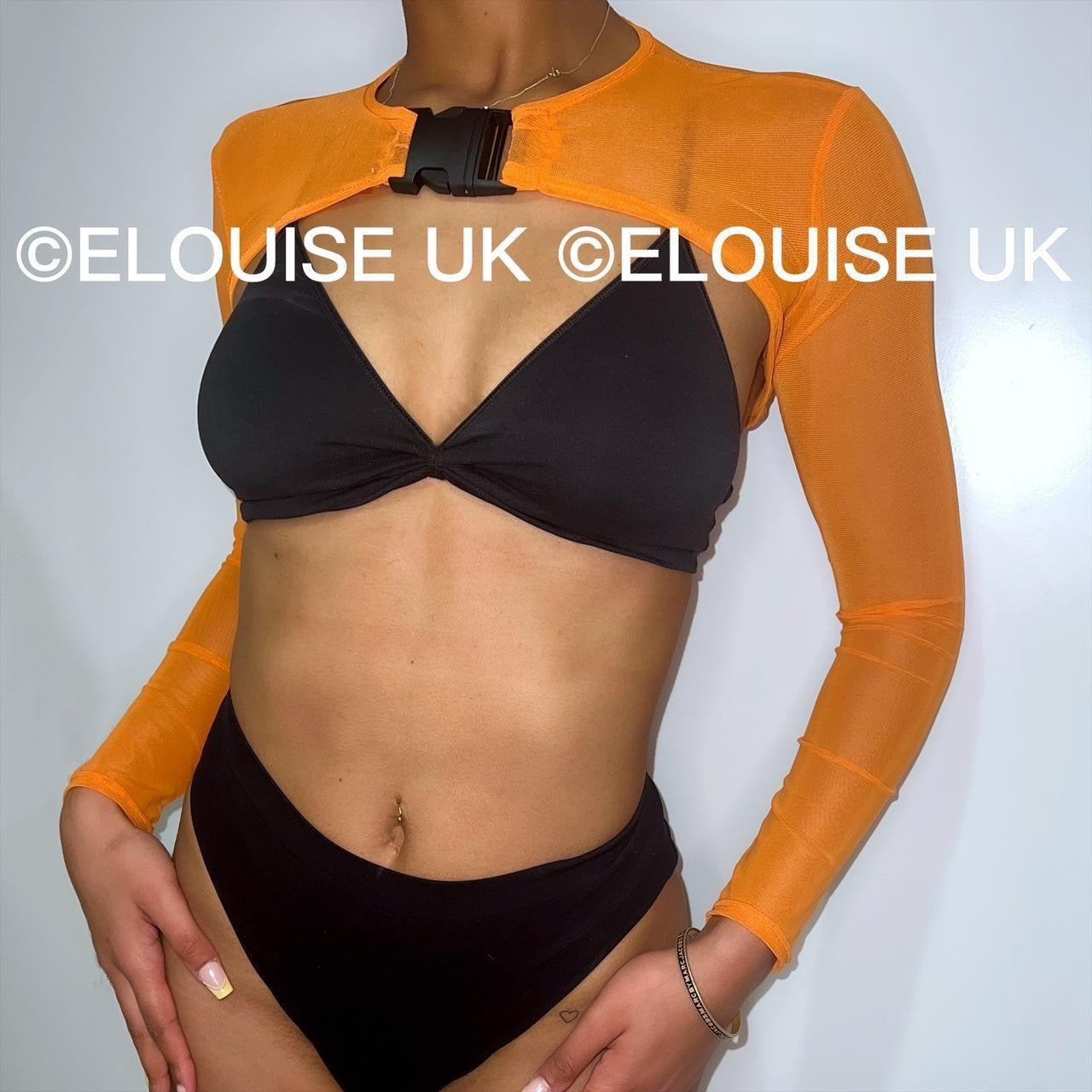 MESH BUCKLE EXTREME CROP TOP ORANGE ELOUISE UK