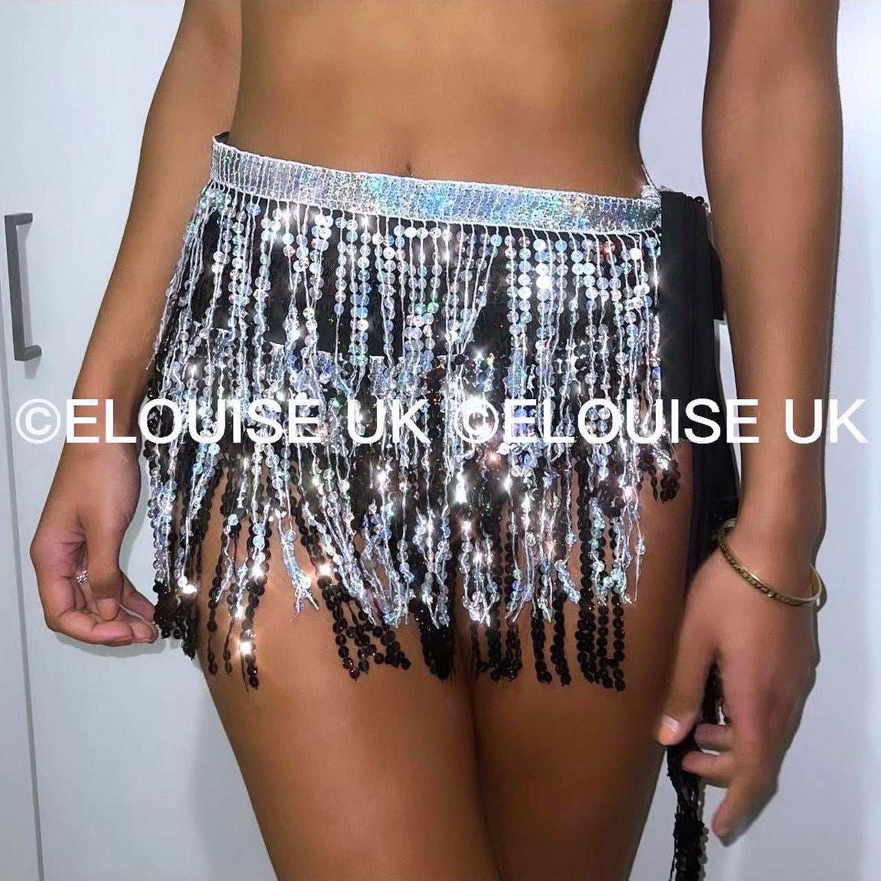 SEQUIN TASSEL SKIRT - BLACK & SILVER