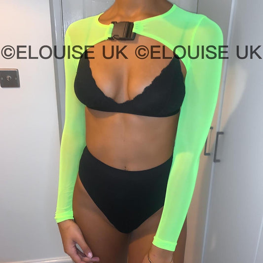 MESH BUCKLE EXTREME CROP TOP - NEON