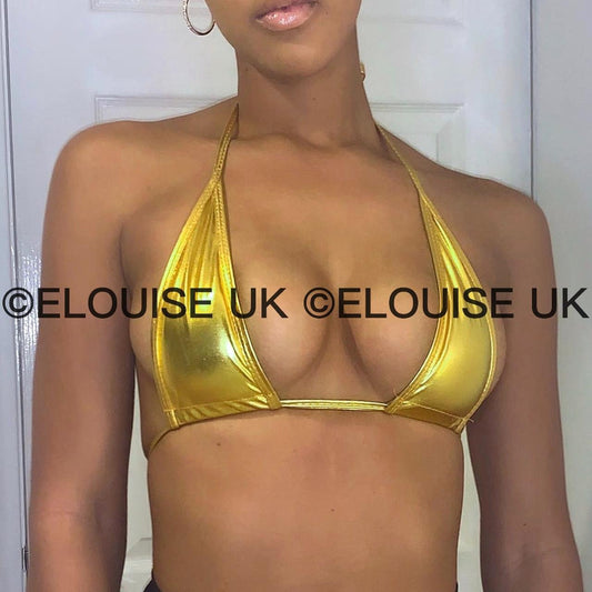 WET LOOK MINI BRALET - GOLD