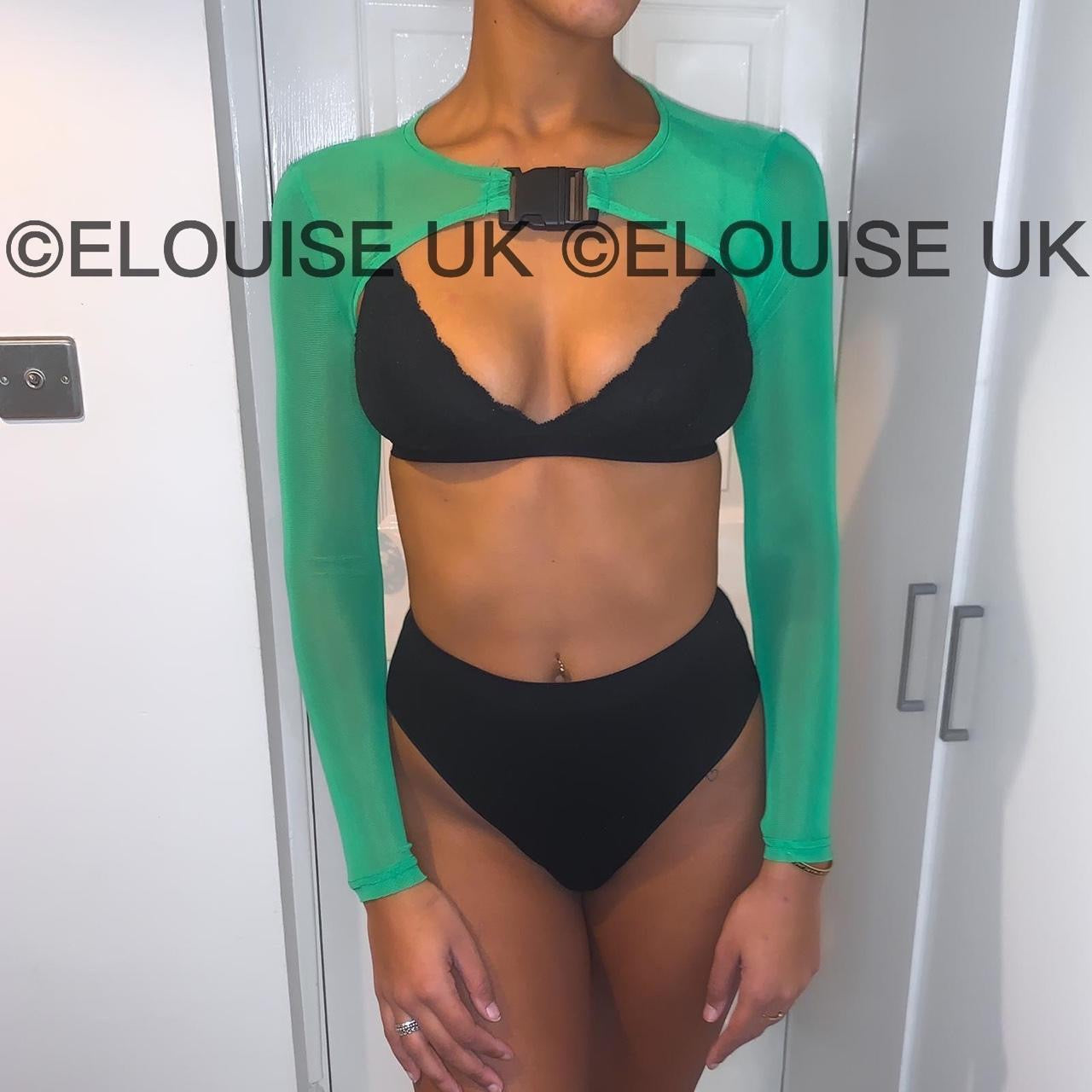 MESH BUCKLE EXTREME CROP TOP - GREEN